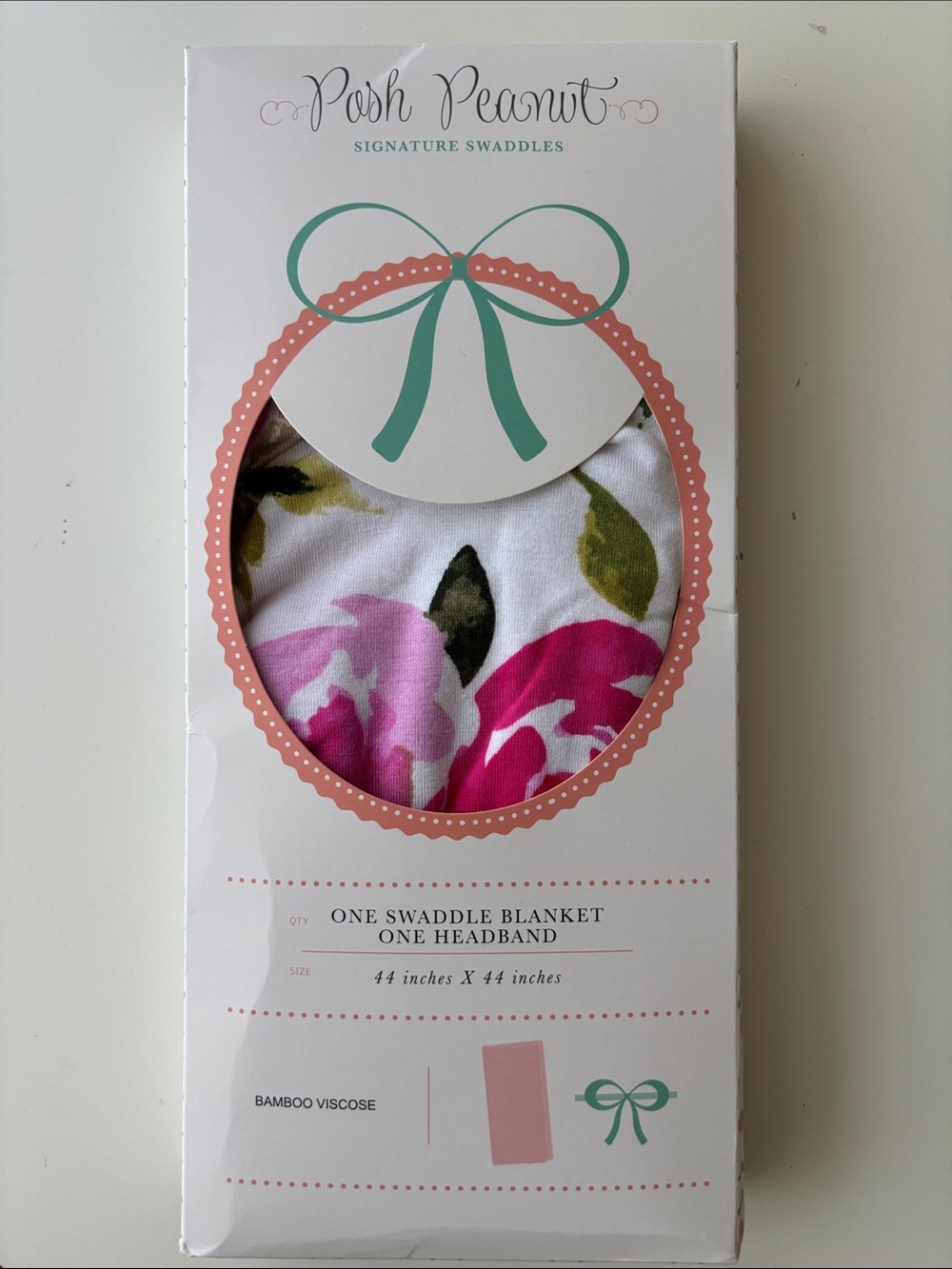 Posh Peanut Floral Swaddle - White, Pink & Green